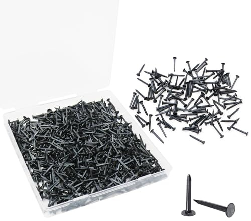 GOETOR 1000PCS 13mm Black Iron Shoe Nails Tacks - Rust Resistant Boot Studs for Shoe & Boot Repair, Leather Craft, DIY Upholstery, Woodworking - Mini Brad Tacks for Soles, Heels, Furniture(0.5 Inch)