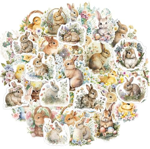 Mrltau 100 Pcs Aufkleber Ostern, Ostereier Sticker, Rabbit Stickers, Eier Oster Sticker Dekoration, Sticker Osterhase, für Kinder und Erwachsene