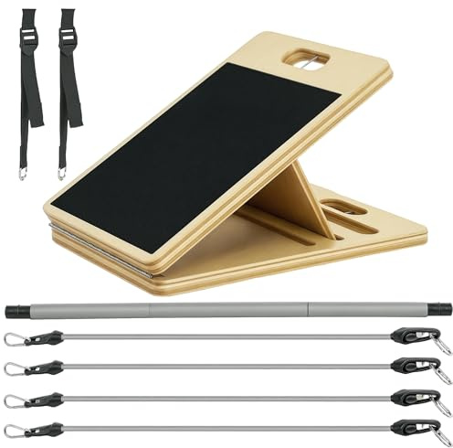 SPORTNOW Pilates Bar Kit Pilates Bar Kit mit 6 elastischen Bändern Verstellbares Neigungsbrett für Ganzkörpertraining zu Hause Grau