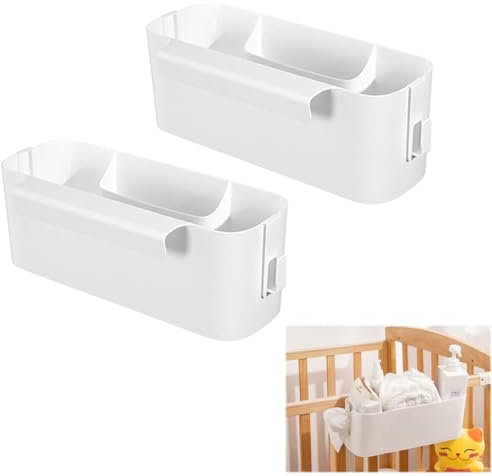 2 Stück Bett Organizer Zum Einhängen,Robuste Hängebett Bettablage Zum Einhängen,Aufbewahrungskorb Bettablage Mit Abnehmbarer Haken,Nachttisch Zum Einhängen Boxen Ans Bett für Büro,Wohnheim,Schulen