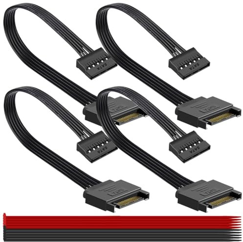 MKBKLLJY 4 pezzi cavi di prolunga alimentazione SATA 15 pin Cavo di prolunga SATA maschio-femmina Adattatore 15 pin a 15 pin Cavo di prolunga per disco rigido HDD SSD (12,5 pollici/32 cm)