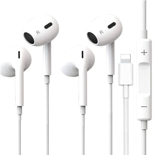 EvoMart Pack de 2 Ecouteurs pour iPhone, Écouteur Filaire avec Micro Contrôle Volume, Écouteurs Compatible avec iPhone 14/14 Pro/13/12/12Pro/SE/11/11Pro Max/XS Max/X/XR/8