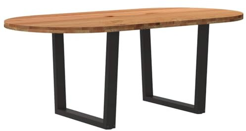 vidaXL Esstisch Hellbraun 200x100x74 cm Massivholz Eiche Oval, Küchentisch, Restauranttisch, Tisch Restaurant, Esszimmertisch, Bistrotisch