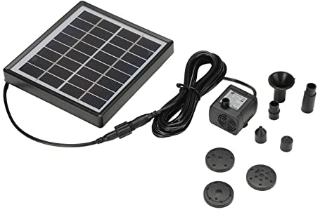 Pompe solaire Pompe d'énergie Économie d'énergie à haute efficacité Fountaine d'eau solaire pour baignoire de jardin petit étang en plastique noir 2W avec 3 énigmères 5 accessoires