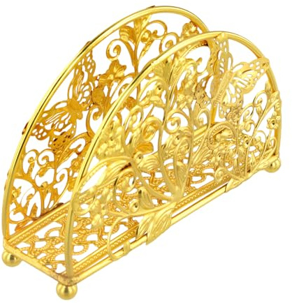 Serviettenhalter, Servietten Halterung, 14.8x4.6x9.8cm Gold Napkin Holder, Modern, Freistehender, Serviettenspender aus Metall für Tischdekoration in Restaurant, Café