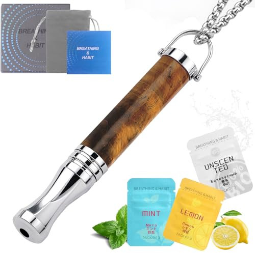 Anxiety Breathing Necklace with Resistance Filter, Tiger Eye Stone Natural Essential Oil Anxiety Necklaces, for an-xiety Relief, Meditation, Birthday Gift for Father, Women, Men