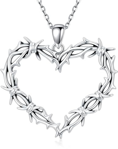 YYmqmq Gothic Thorns Necklace 925 Sterling Silver Crown of Thorns Pendant Gothic Jewelry Birthday Gift for Men Women, 31mm * 27mm (1.22in * 1.06in), Sterling Silver, No Gemstone