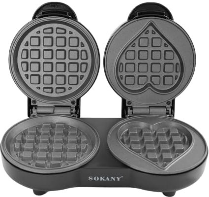 Waffeleisen Waffelmaschine Waffelmaker 1100W Elektrischer Waffelbereiter Elektrische Doppel-Herzwaffeln mit Antihaftbeschichtung Waffel Makers für Kindergeburtstage, Ostern & Weihnachten