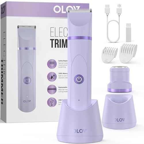 Bikini-Trimmer für Damen, schmerzloser Damenrasierer für Frauen, wiederaufladbar, elektrischer Rasierer für Damen, IPX7 wasserdicht, elektrischer Rasierer für Körperbeine, Achselhöhlen, Schamhaar