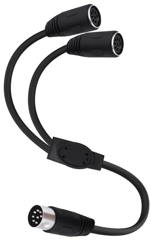 YARCHONN DIN 8 Pin MIDI Splitter Y Cable Adapter 8pin DIN 1 Male to 2 Female Extension Cord Wire for MIDI Keyboard Electric Piano TV Monitor Projecto-30cm/11.8in