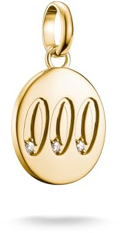 Thomas Sabo Charm pendant angel number 000 with stones Connect gold-plated 18-carat Gold-plating, Recycled 925 Silver