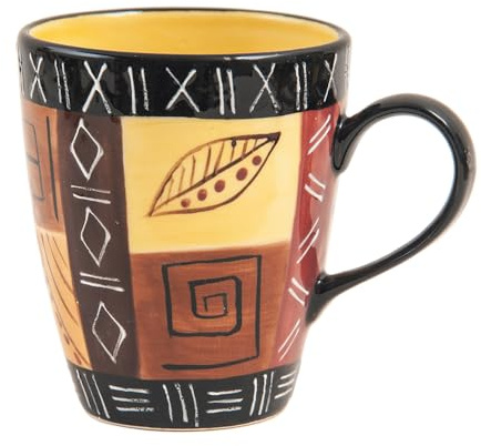 Kapula Abeni-Kaffeetasse aus Keramik, handbemalt, südafrikanisches Safari-Design, spülmaschinen- und mikrowellengeeignet
