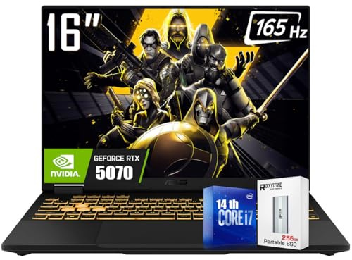 ASUS TUF F16 Gaming Laptop, 16 165Hz IPS 16:10 Display, 14th Gen Intel 16-Core i7-14650HX(>i9-13900HX), NVIDIA GeForce RTX 5070,16GB DDR5 RAM, SSD PCIE 1 TB, KB retroilluminato, W/Res 255 6G PSD