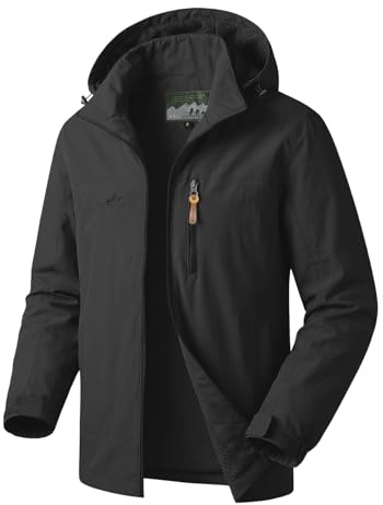 Muwodkdn Veste Coupe Vent Homme en Softshell Extérieur avec Capuche | Veste Imperméable Homme Fermeture Eclair Léger Sport Outdoor Manteau Homme Mi Saison pour Voyage Randonnée