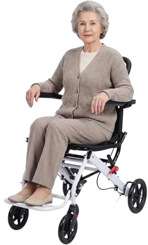 Vikbar rullstol lätt bärbar transitstol, reserullstol för vuxna, ergonomisk design rullstolar med säkerhetsrem, kolstålram, PU-hjul för smidig rörlighet A