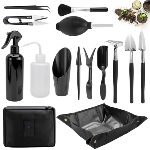 NCTNCX Bonsai Werkzeug Set 16-teilig Gartenwerkzeug für Zimmerpflanzen, Bonsai & Sukkulenten – Ideal für Zuhause, Büro, Balkon
