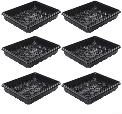 Plant Propagation Tray for Succulent Cuttings, Rooting Box and Greenhouse Chassis, Plastic Nursery Pot Saucer Set for Indoor Herb Garden, Window Sill, 6 Pack(Black)