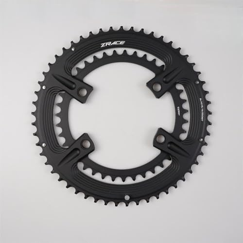 Comgooldool Plato asimétrico de carretera 50-34T 110BCD para 105 R7000 para ULTEGRA R8000 para DURA-ACE R9100, 7075 aluminio para rueda de doble cadena de 4 pernos negro para bicicleta de carretera de