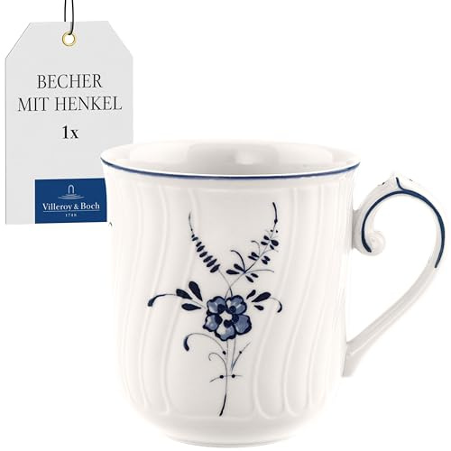 Villeroy & Boch – Vieux Luxembourg Henkelbecher Weiß, Spülmaschinenfest, Mikrowellensicher, Tasse, Becher, Kaffeebecher, Porzellan, Kaffeetasse, Heißgetränkebecher, Premium Pozellan (Packung mit 6)