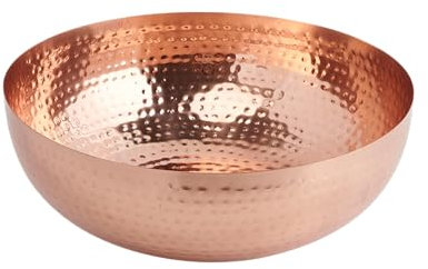 Creative Co-Op Round Hammered Metal Bowl, Copper Finish