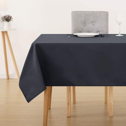 Deconovo Home Decorative Oxford Wipeable Tablecloth Rectangle Water Resistant Table Cloth for Dinner Table 132x229cm(52x90in) Dark Grey