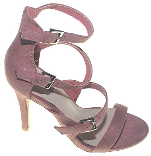 Sandalo Donna camoscio Rosa alla Schiava Glamour Trendy Tacco Alto a Spillo Anni 30 (40 EU)
