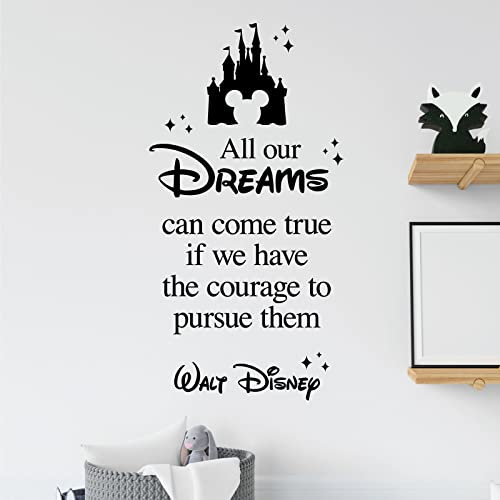 Walt Disney Wandaufkleber, Zitat All our Dreams can come true, if we have the courage to pursue them, Schwarz