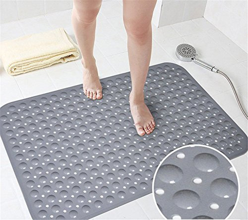 Ommda Badewanneneinlage mit Saugnäpfen Duschvorleger rutschfeste Duschmatte Naturkautschuk 0.7cm grau 58x88cm