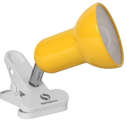 Clip on lamp,360 ° Rotating Clip Book Light Portable Reading lamp, Clip in The Desk/Table/Double Bed/Cabinet Lighting (Desk lamp,Seven Colors for Your Choice) (Yellow)