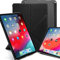 KHOMO iPad Pro 12.9 2018 Smart Cover Schutzhülle mit Halbdurchsichtiger Silikonrückseite und Origami Aufstellungsmöglichkeiten - Kohlefaser