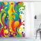 ABAKUHAUS Psychedelisch Duschvorhang, Regenbogen-Spritzen, Stoffliches Gewebe Badezimmerdekorationsset mit Haken, 175 x 220 cm, Grün Gelb
