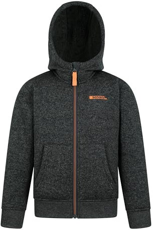 Mountain Warehouse Nevis Kids Hoodie - Full Zip Winter Top, Warm Hood, Ribbed Cuffs & Hem, 2 Front Pockets - Suitable For Boys & Girls Khaki Kids Size 7-8 Years