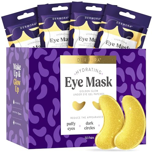 DERMORA Golden Glow Under Eye Patches - 50 Pairs Individually Packed