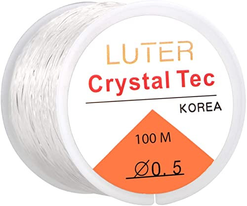 Luter 0,5 mm transparenter Faden, unsichtbar, elastisch, dehnbar, für Armband, Schmuck, Perlen, Halskette, 328 m