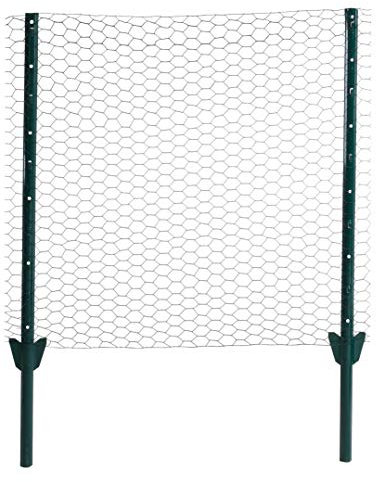 ESTEXO Zaun-Set Komplett-Set Sechseckgeflecht Zaun Draht Hasendraht Drahtzaun Drahtgeflecht 6eck Gartenzaun Drahtgitter mit Pfosten (Grün / 25 mm / 1,50 x 25 m)