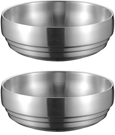 UPTALY Ensemble de 2 bols à nouilles surdimensionnés (23 cm, argent), grand bol à ramen en acier inoxydable 18/10, bol à soupe coréen 1800 ml, bol à double isolation