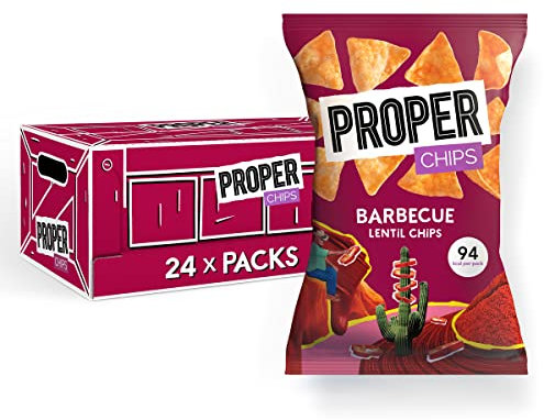 PROPERCHIPS - Barbecue Lentil Chips, Vegan, Gluten Free Snacks, 20g (24 Packs)