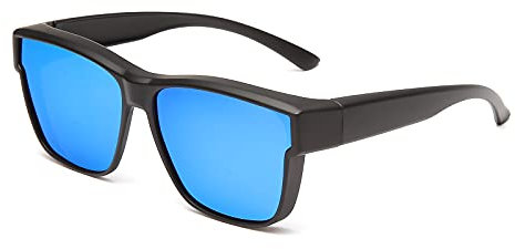 Long Keeper Over Sonnenbrille Damen (Schwarzer Rahmen/Spiegel Blau)