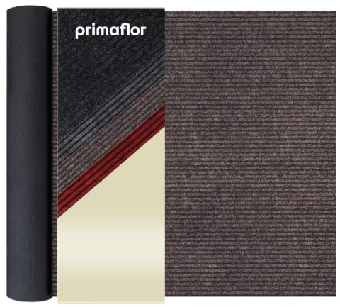 Primaflor Schmutzfangläufer Gin | 80 x 500 cm | Braun meliert | Meterware | Gerippte Schmutzfangmatte, Fußmatte, Fußabtreter und Eingangsmatte aus 100 % Polypropylen mit Gelrücken, 6 mm, leicht kürzbar