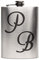 Edelstahl Flachmann 237 ml silber inkl. individuelle Gravur in Schwarz von Paule Black - personalisiertes Geschenk für Geburtstag, Weihnachten, Vatertag, Trauzeugen - Initialen Groß
