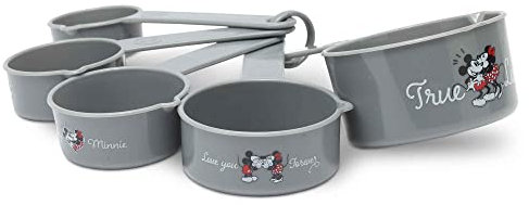 Open Road Brands Mickey und Minnie Mouse Messbecher – Entzückende Micky Maus Messbecher für Küche, 5er Set, Grau, Kunststoff