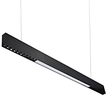Suspension LED 36W Pour Table à manger Bureau 4000K Lumière naturelle avec puces OSRAM Lampe de Bureau Suspension en Aluminium pour Salle d'étude (Black, Spotlight+Floodlight)
