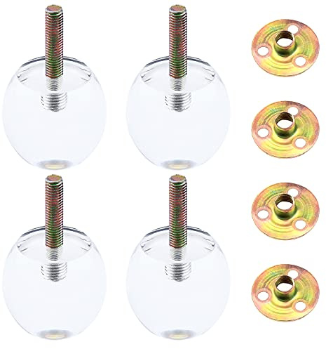 Mewutal 4 Stück 5,1 cm Höhe, kreative klare Acrylbeine, 5,1 cm Durchmesser, runde transparente Sofabeine, Couchtischbeine, Schrankbeine, Plexiglas-Beine