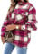 Yming Frauen Kariertes Bluse Langarm Flanell Holzfällerjacke Mode Knöpfen Freizeithemd D-Rose 3XL