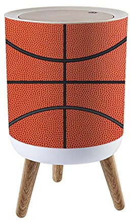 Small Trash Can with Lid Basketball Garbage Bin Round Waste Bin Press Cover Dog Proof Wastebasket for Kitchen Bathroom Living Room 1.8 Gallon