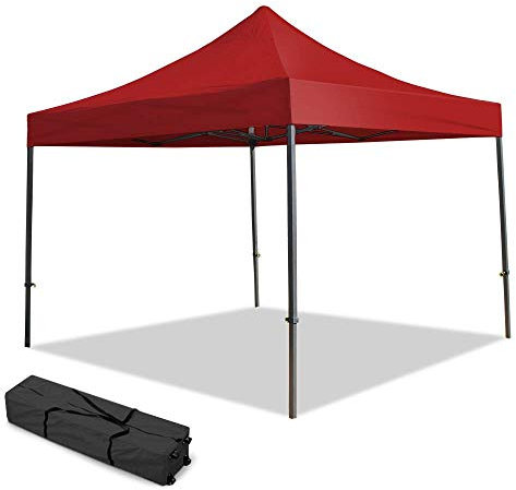 TERRE JARDIN Tonnelle Pliante 3 x 3 Professionnelle, Tente/chapiteau pour marchés, foires, Rouge - - Rouge