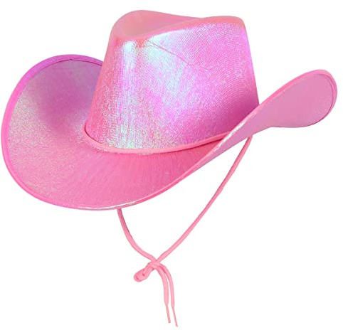 Wicked Costumes Adult Pink Iridescent Cowboy Hat – Western Texan Fancy Dress Accessory for Festivals, Concerts, Cowgirl & Hen Parties