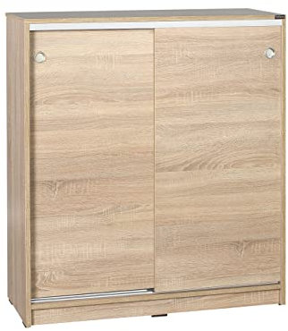 Buyqualia Armario bajo Puertas correderas con estantes Multiusos Zapatero estantería Oficina (Cambrian)