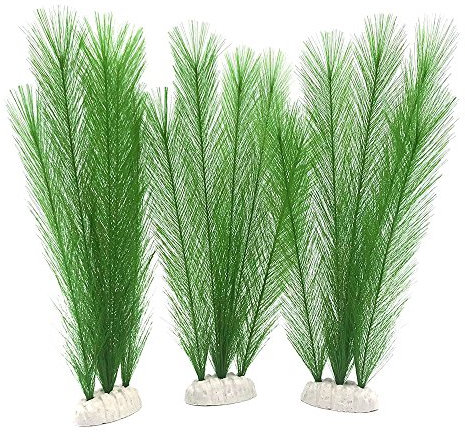 BEGONDIS Plantes aquatiques vertes artificielles en soie et plastique, sans danger pour tous les poissons et animaux domestiques, 30 cm