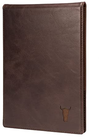 TORRO Large Golf Scorecard and Yardage Book Holder – Genuine Leather Pro Golf Score Card and Yardage Wallet with Pencil (Dark Brown)